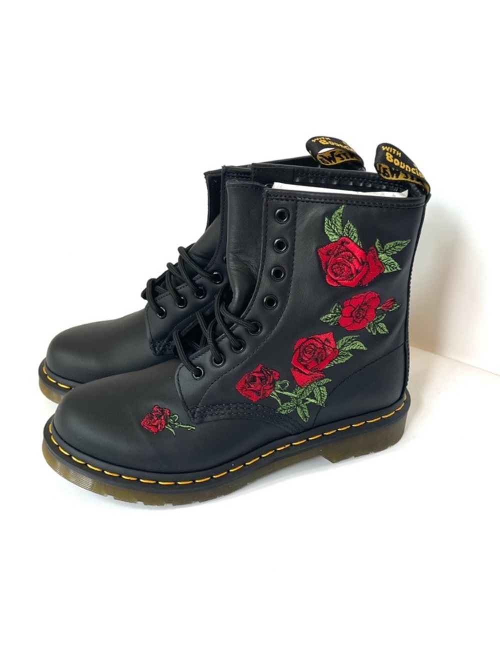 NEW Dr. Martens 1460 Vonda Floral Leather Lace Up Boots Black Size 8 - Picture 2 of 5